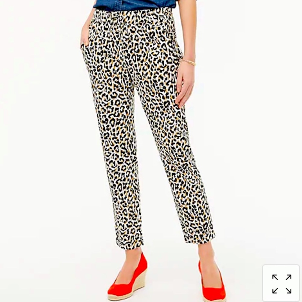 J.crew cheetah print linen cotton joggers